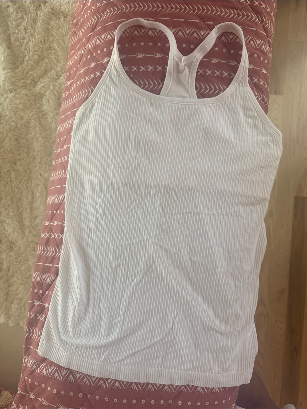 lululemon athletica White Ribbed Racerback Tank